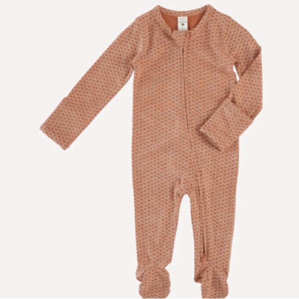 Kate Quinn, long sleeve zipper Footie, rattan, organic bamboo